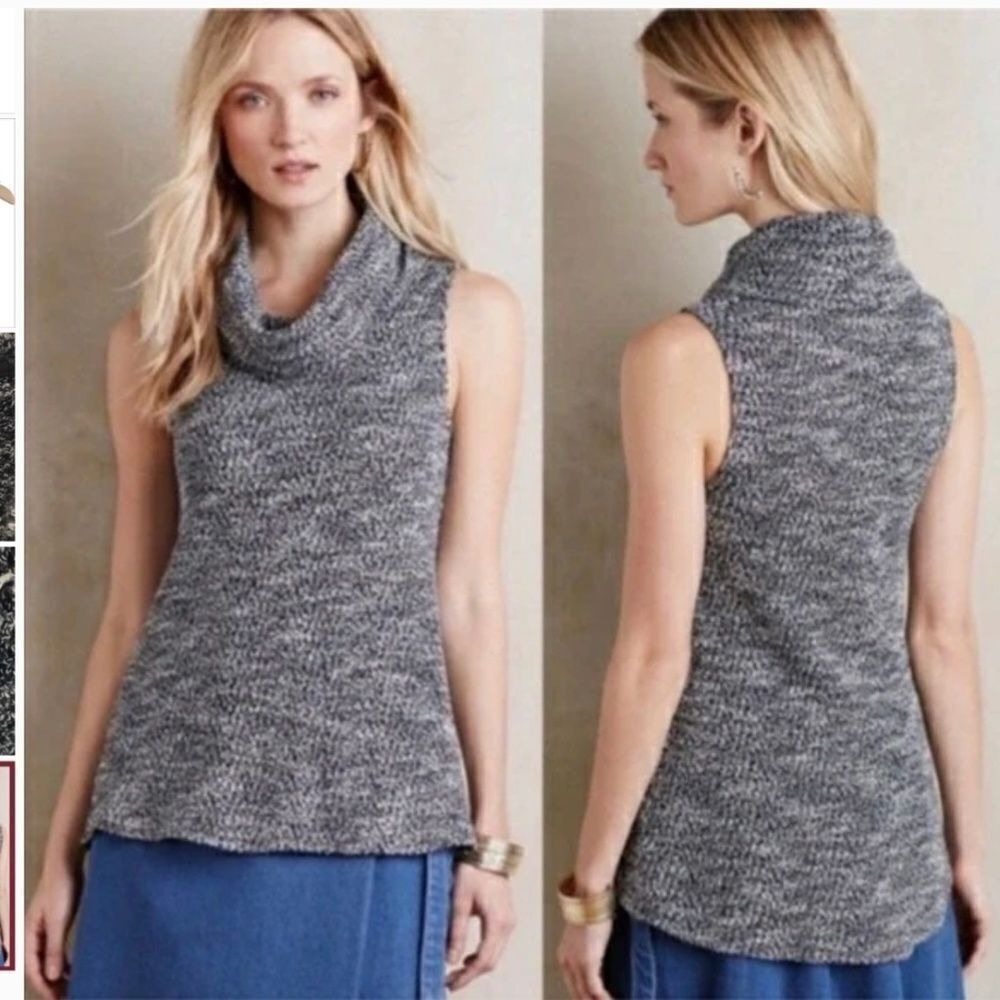 Anthropologie Dolan Charente Cowl Neck Sleeveless Knit Top Size XS Blue